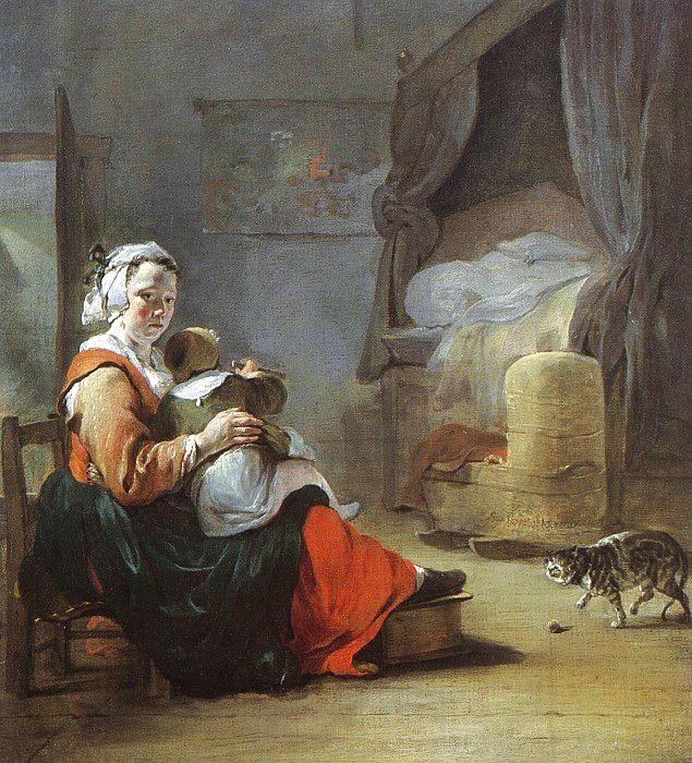 Jean Baptiste Weenix Mother Child with Cat China oil painting art